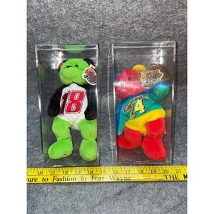Nascar Racing Speed Bears Plush Jeff Gordon 24 & Kyle Busch 18 With Cases